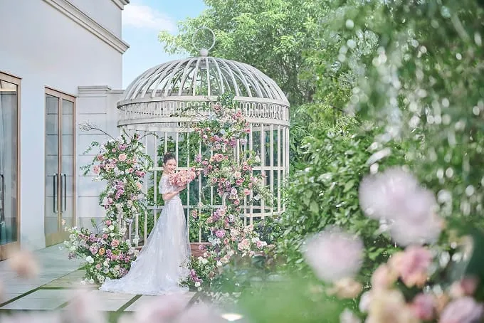 青空と緑に囲まれたガーデン