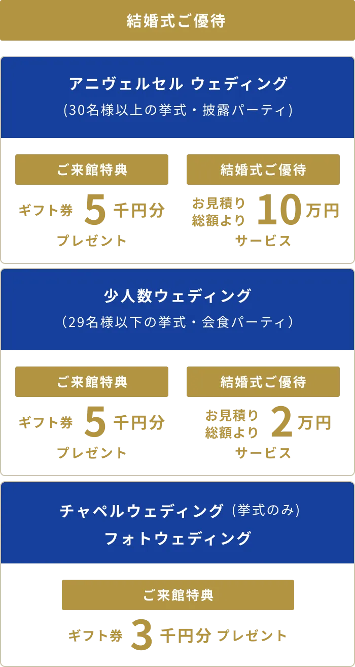 結婚式ご優待のご案内