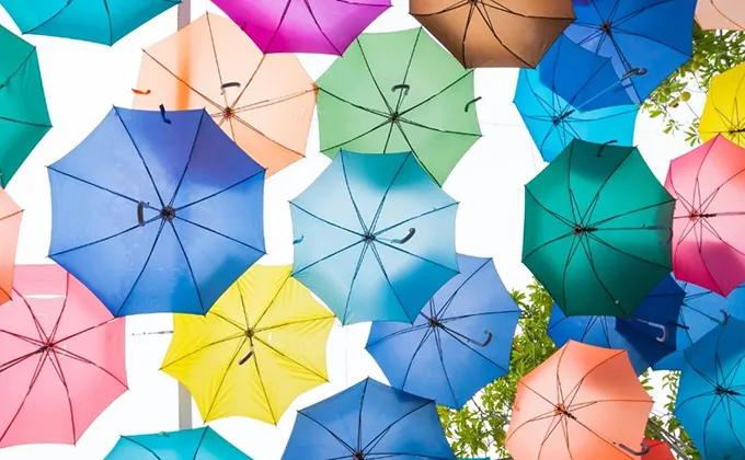たくさんのカラフルな傘