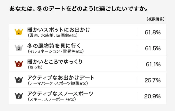 あなたは、冬のデートをどのように過ごしたいですか。