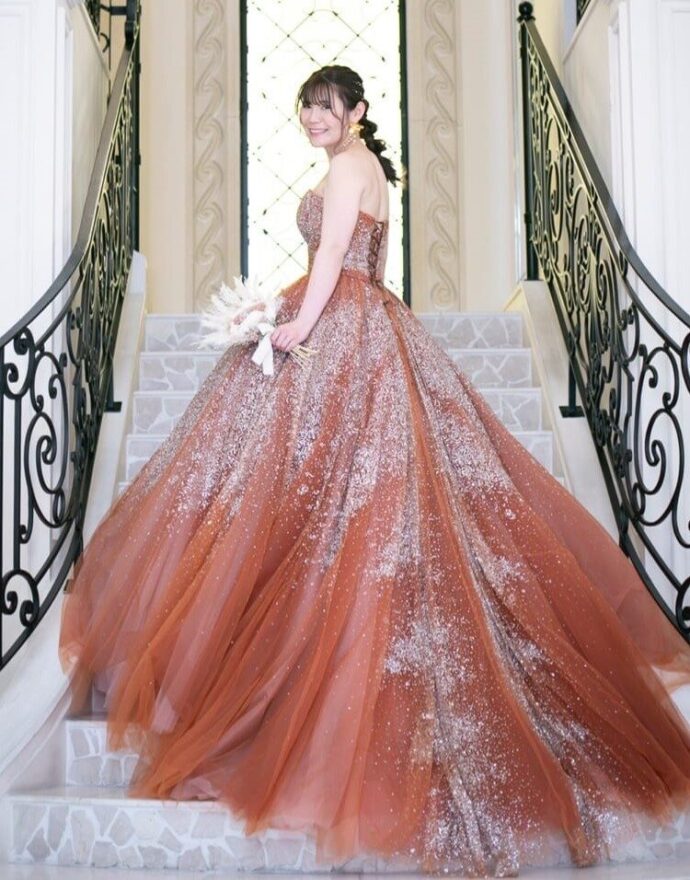 SOLALA カラードレス テラコッタ XLサイズ（サテン生地のテラコッタ  