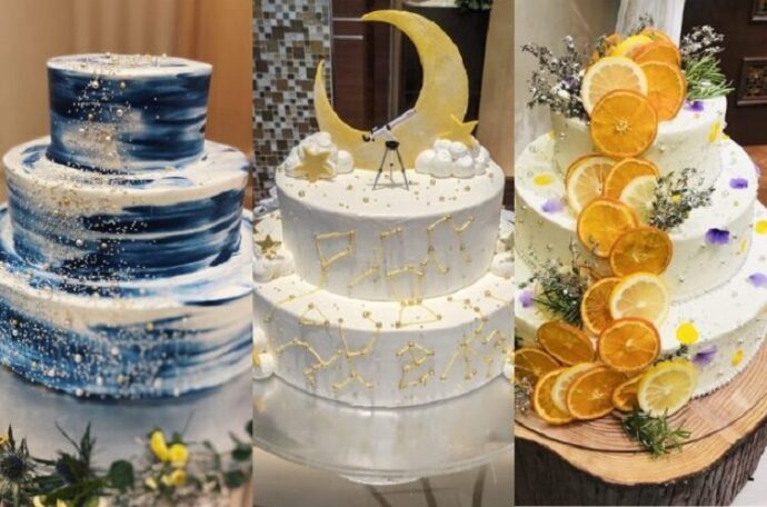 アラザンをトッピング♡キラキラおしゃれなウェディングケーキ10選