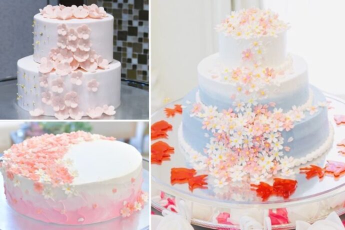桜,結婚式,ウェディングケーキ