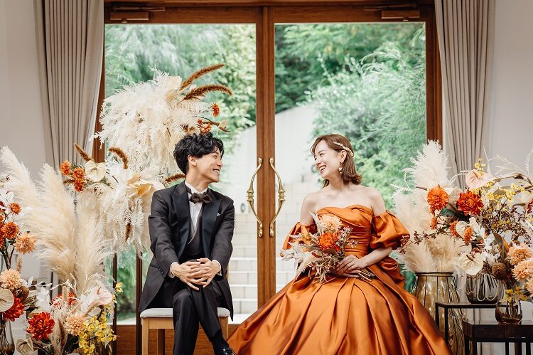 カラードレス ピンク ベアトップ 着せれ 挙式 披露宴（バラは含まれ  