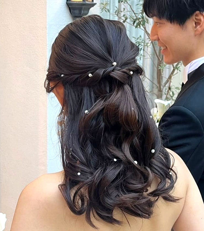 花嫁のハーフアップ