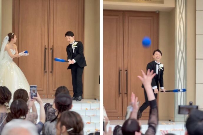 結婚式のバッティングトスの演出