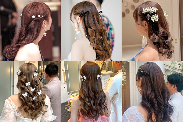 ハーフツインの花嫁ヘアまとめ