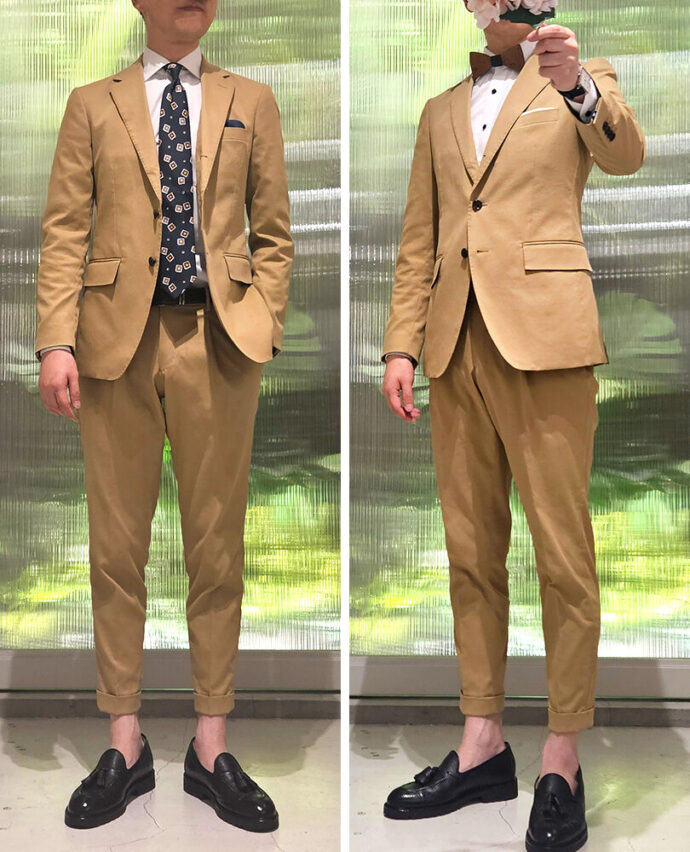 男性ゲストの結婚式の服装（ベージュのスーツ）