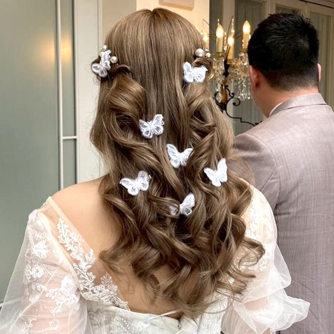 ハーフツインの花嫁ヘア