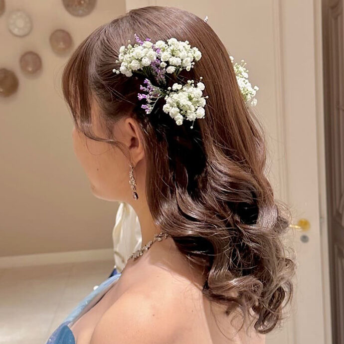 ハーフツインの花嫁ヘア
