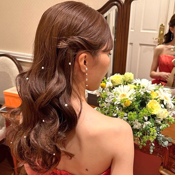 ハーフツインの花嫁ヘア