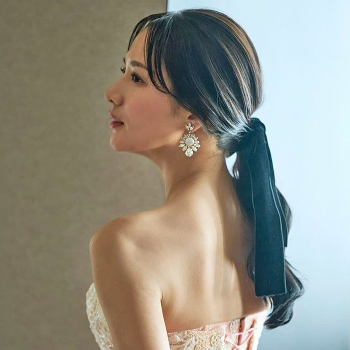 ベロアリボンの花嫁ヘア