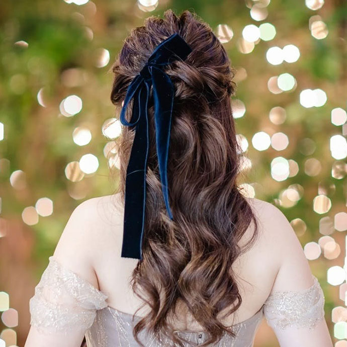 ベロアリボンの花嫁ヘア