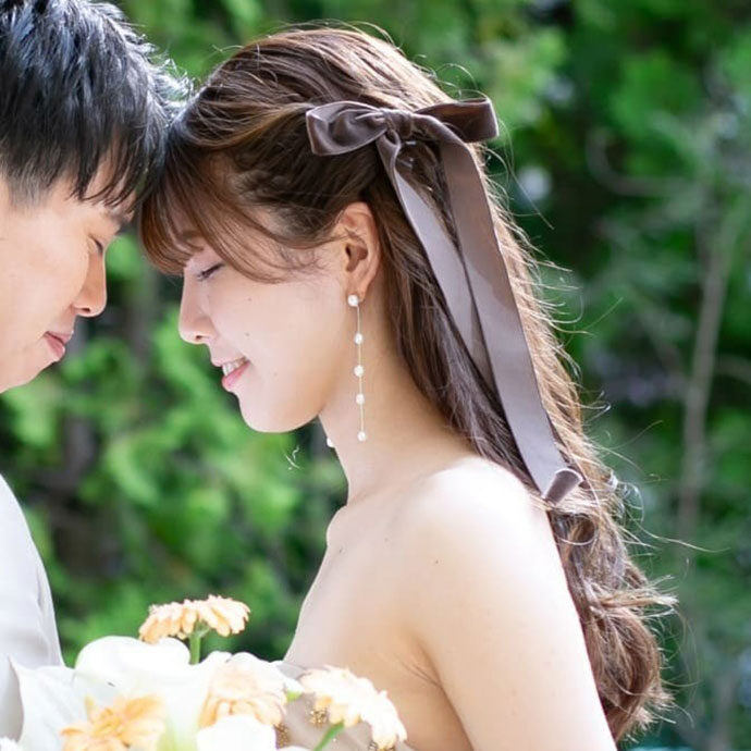 ベロアリボンの花嫁ヘア