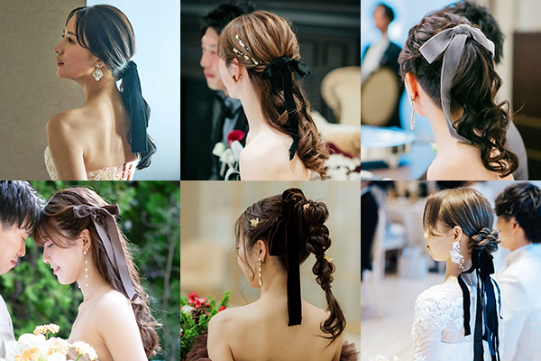 花嫁ヘアアレンジ一覧(ベロアリボン)