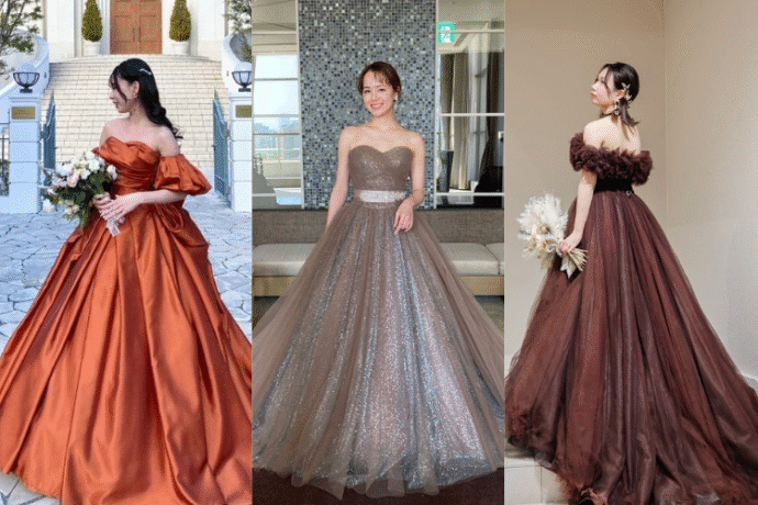 ブラウン＆オレンジ系カラードレス10選♡ブーケやフリルでアレンジ