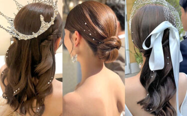 大人気！パールシールの花嫁ヘア10選♡ダウンスタイル＆シニヨンにつけるだけ【今週のスタスナ】