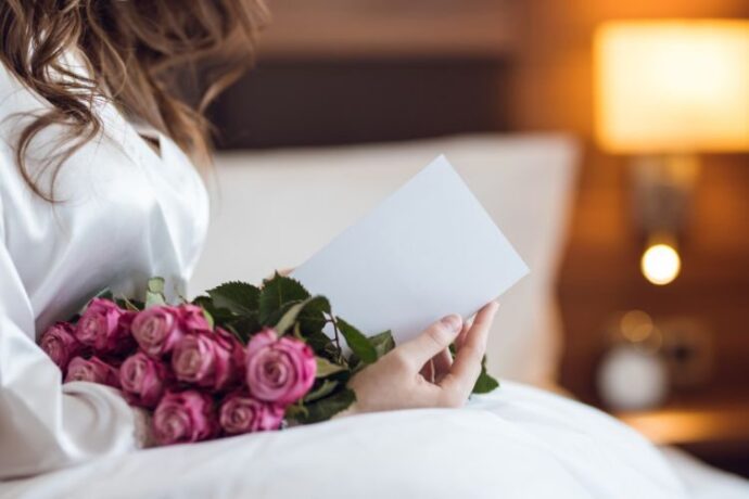 手紙を添えた花束のサプライズ