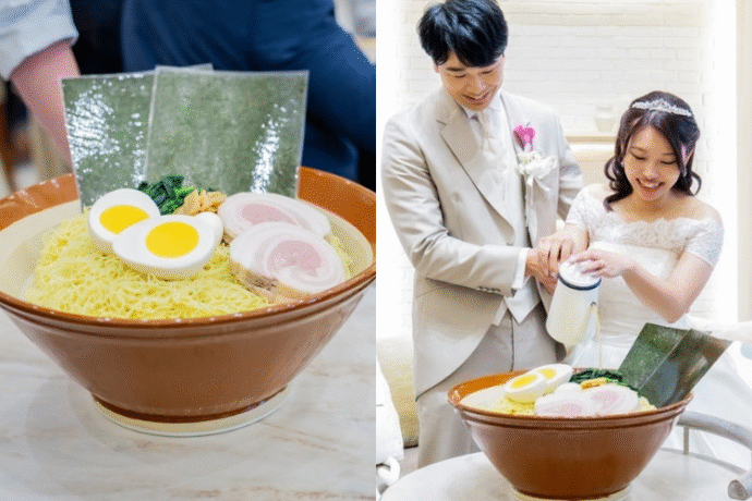 ⑥ウェディングケーキ代わりの超特大ラーメン！