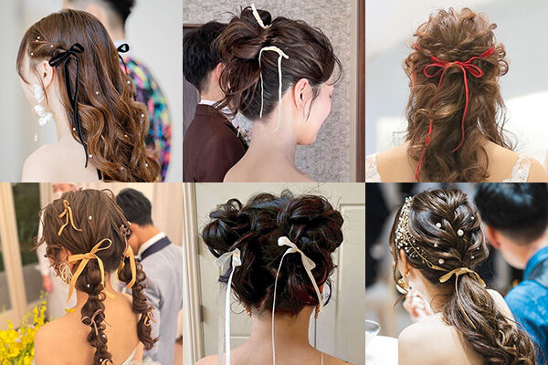 花嫁ヘア（細リボン）1