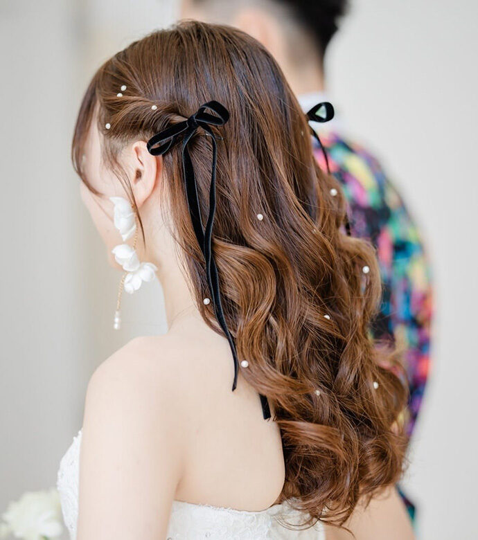 花嫁ヘア（細リボン）11