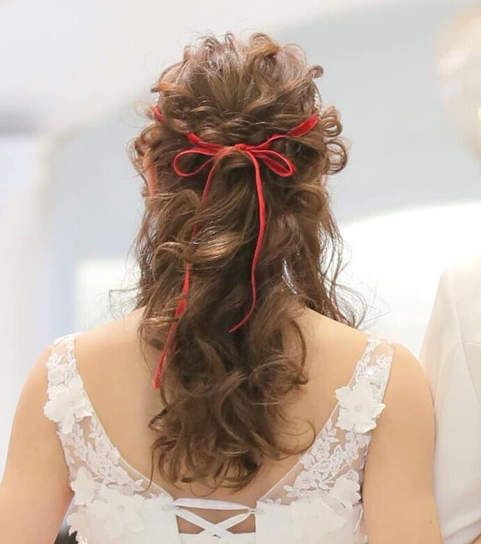 花嫁ヘア（細リボン）10
