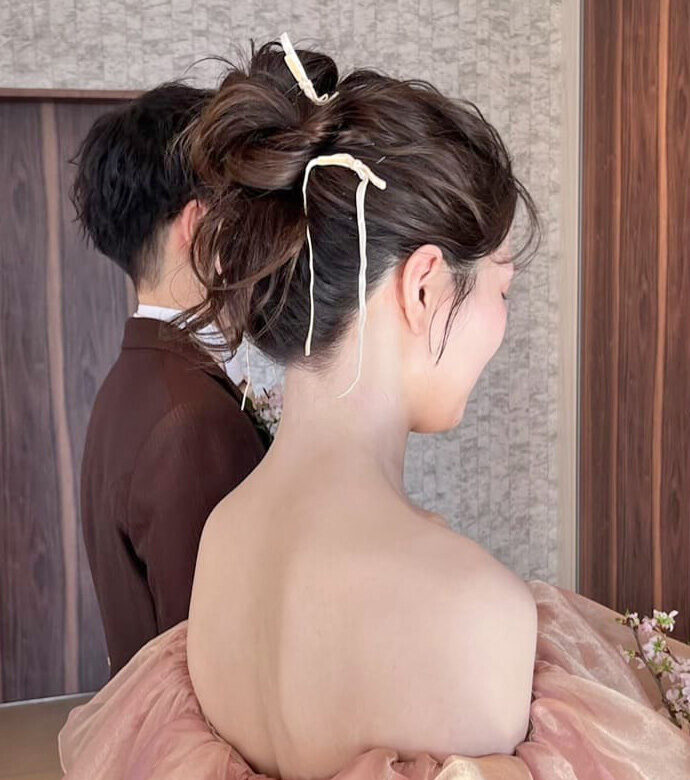 花嫁ヘア（細リボン）9