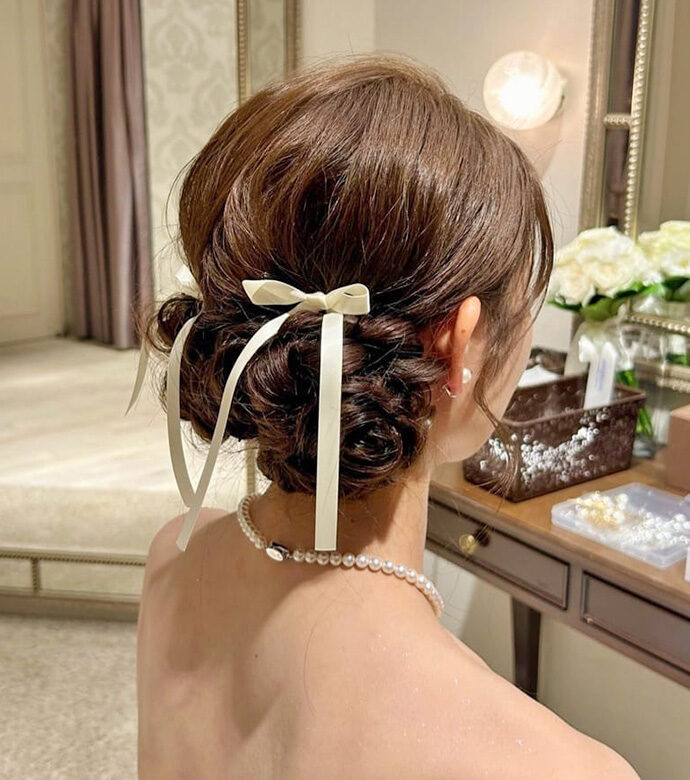 花嫁ヘア（細リボン）7