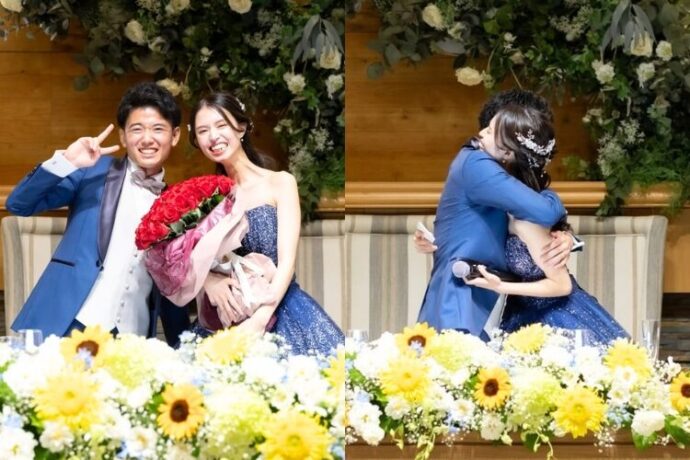 ④こっそり打合せ♪サプライズムービー&バラの花束