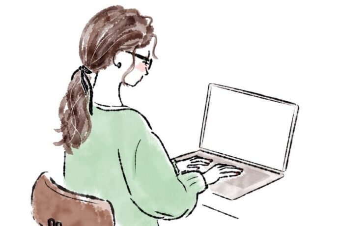 ゲストに連絡する女性のイラスト