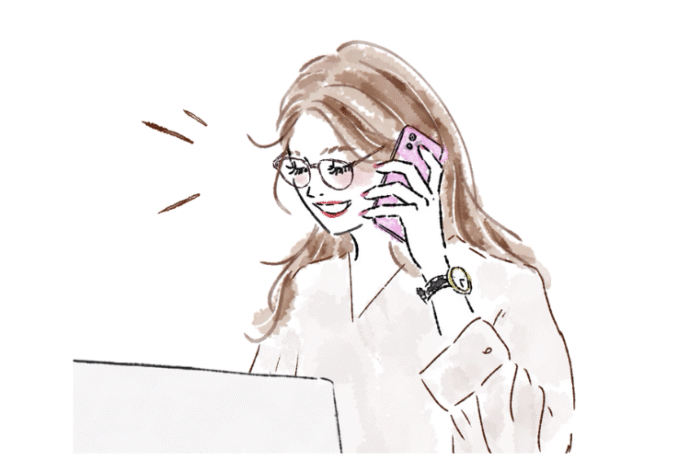 電話で話す女性の様子