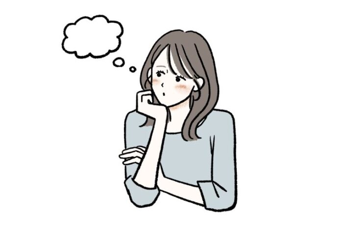 1人で自分の気持ちを考える女性イラスト