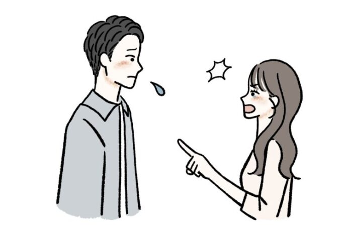 彼氏（彼女）を責めてしまうイラスト