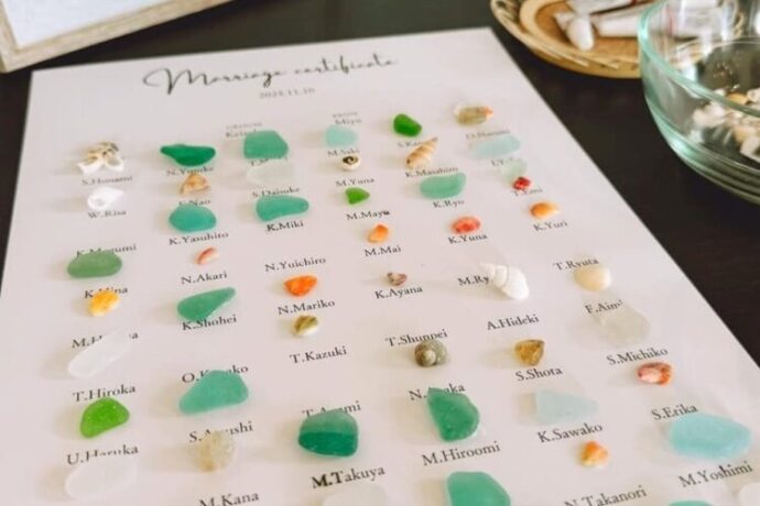シーグラスを使った結婚証明書